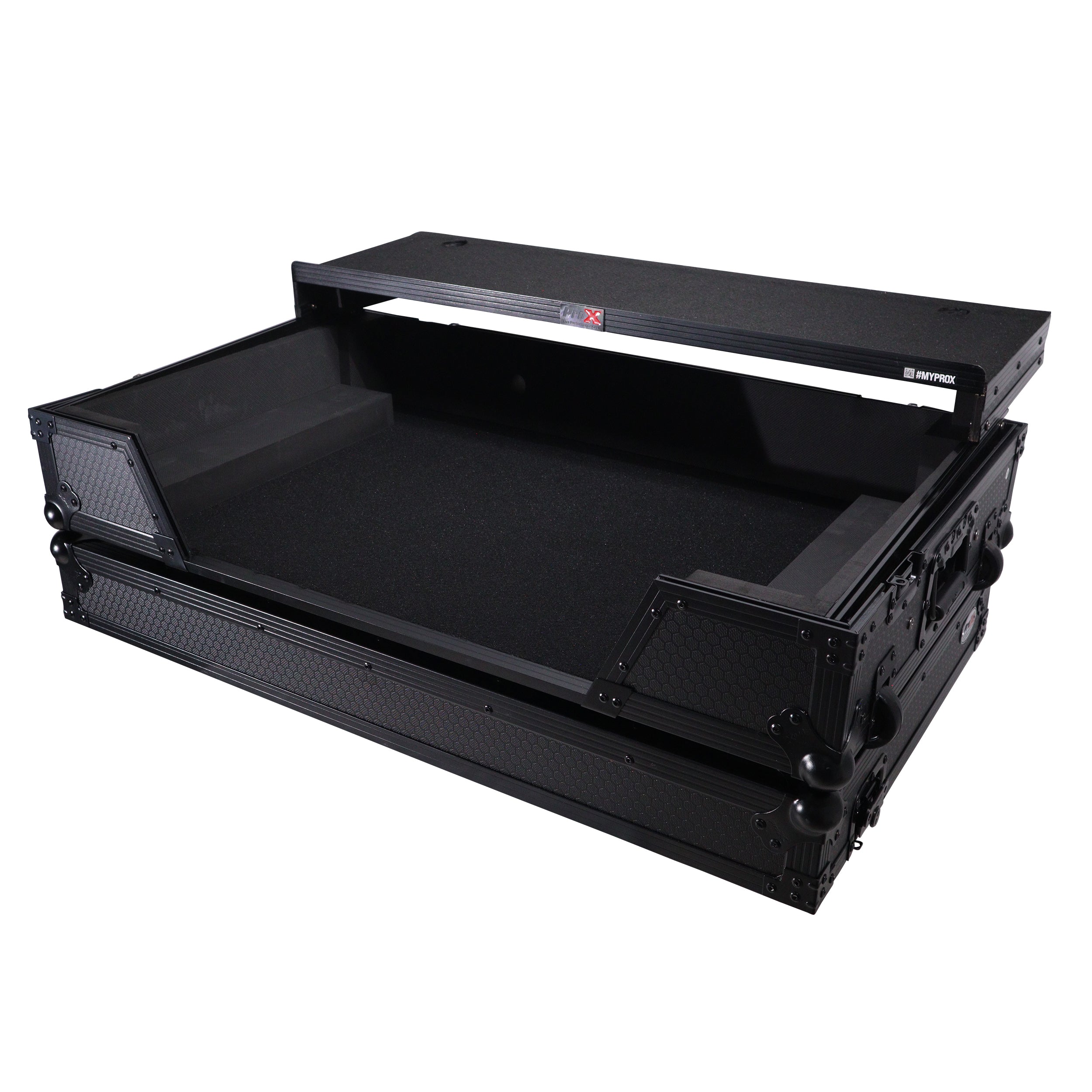 ATA Flight Road Case For Hercules T7 Inpulse Controller with Laptop Shelf 1U Rack Space and Wheels - Black Finish