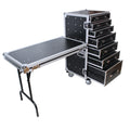 7 Utility Drawer ATA Flight Style Case with Fold out Left Right Side Mounting Removable Table and 4 inch Casters