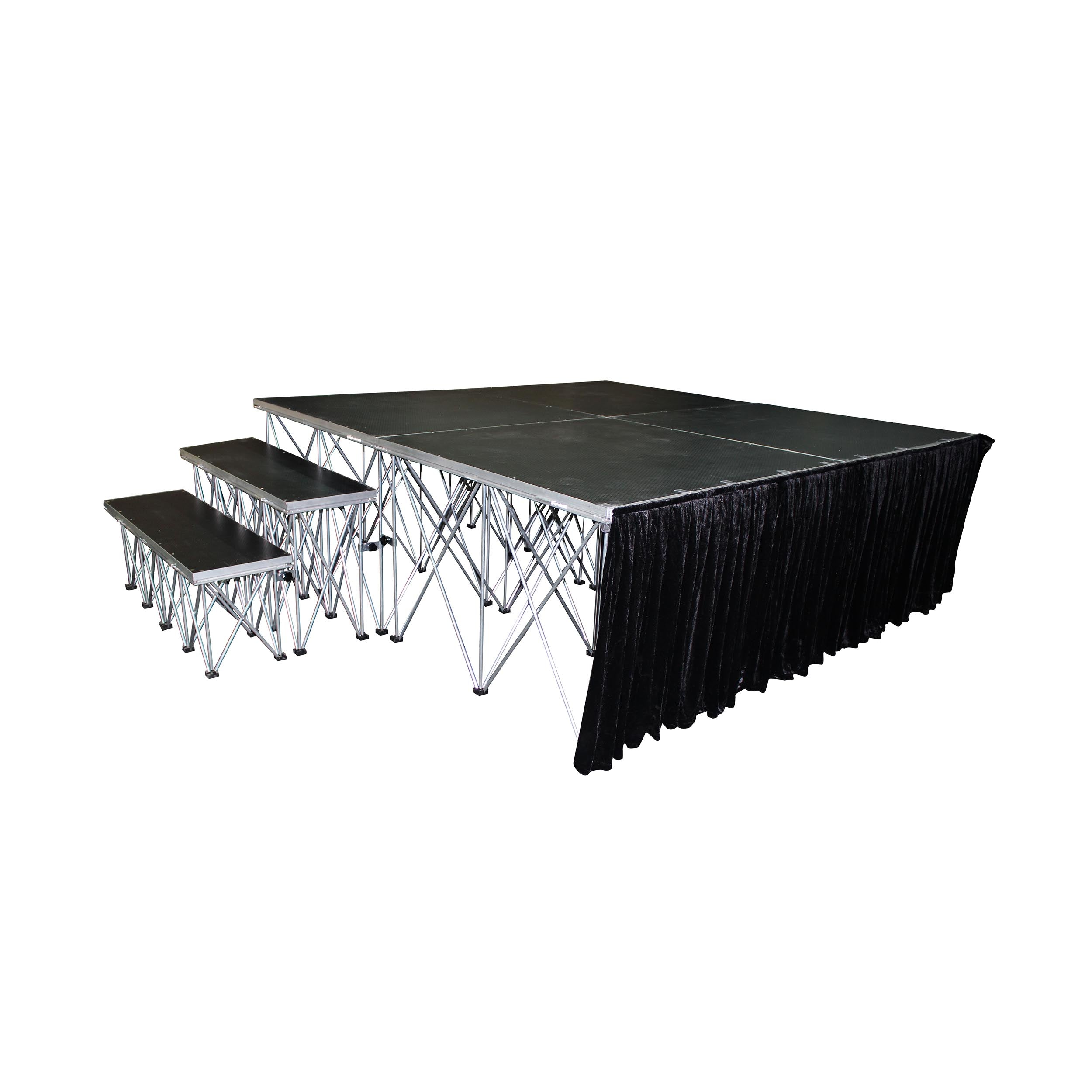 16" 8ft Width Black Portable Stage Skirt Polyester Fire-Retardant Platform Skirting