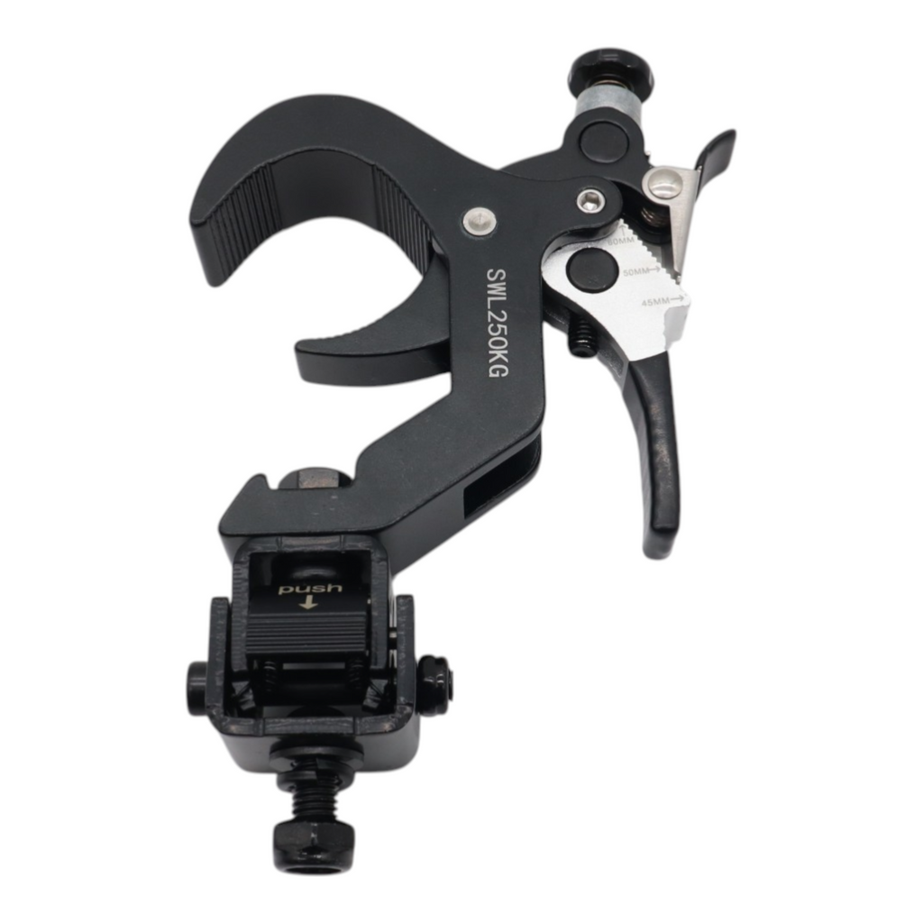 4 Quick 90º Folding XPress Trigger Truss Clamp Clamp Moving Head Adapters with Quick Press Trigger Truss 2 in. Black Finish