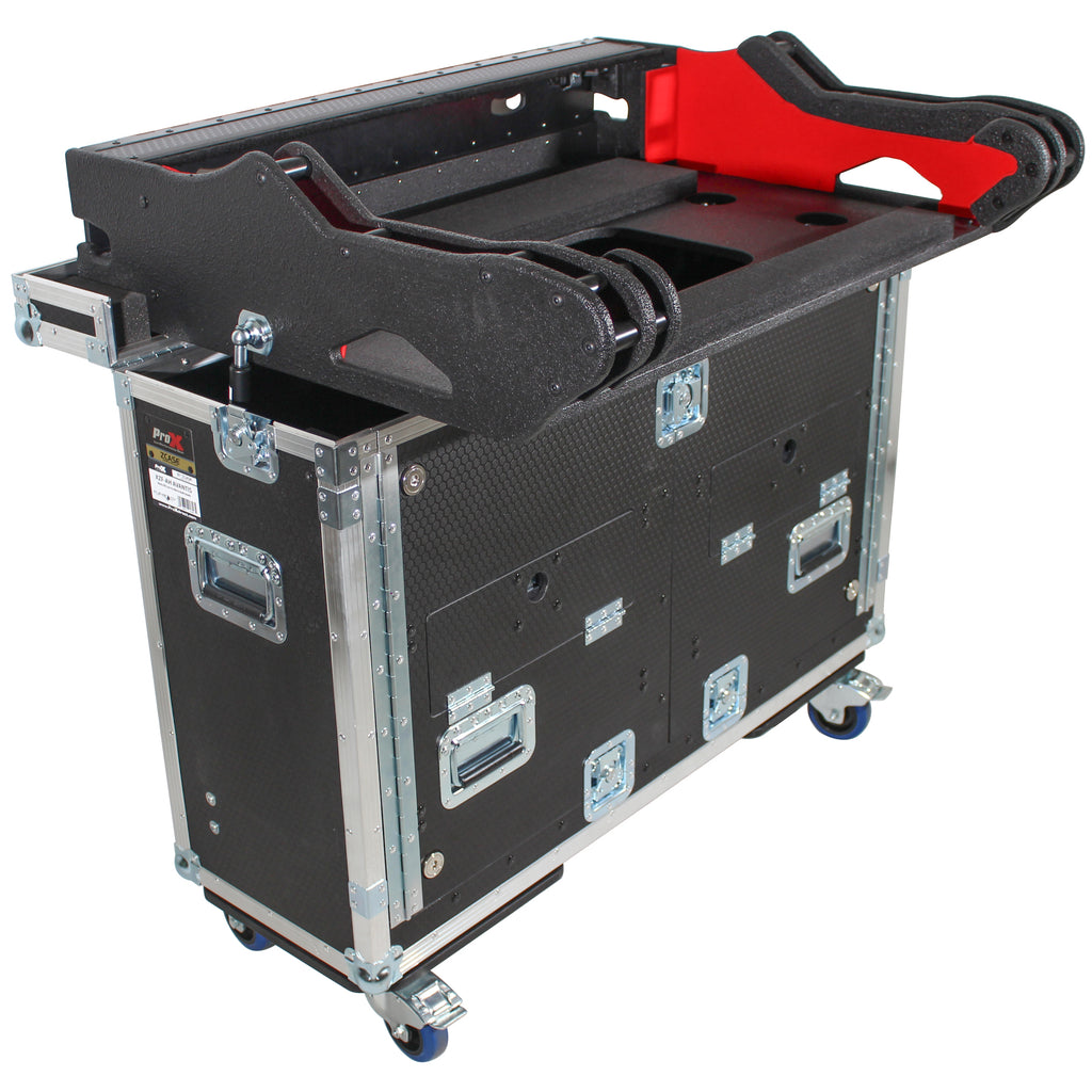 Yamaha TF5 Flip-Ready Hydraulic Console Easy Retracting Lifting Flight Case and wheels incl Laptop Monitor Arm