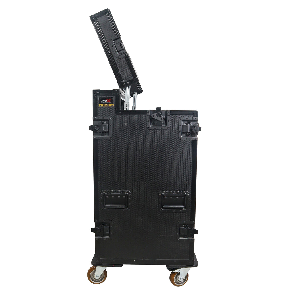 Mobile AV Broadcasting Streaming Recording Studio Workstation Case with 4U Top 12U Bottom Black Finish
