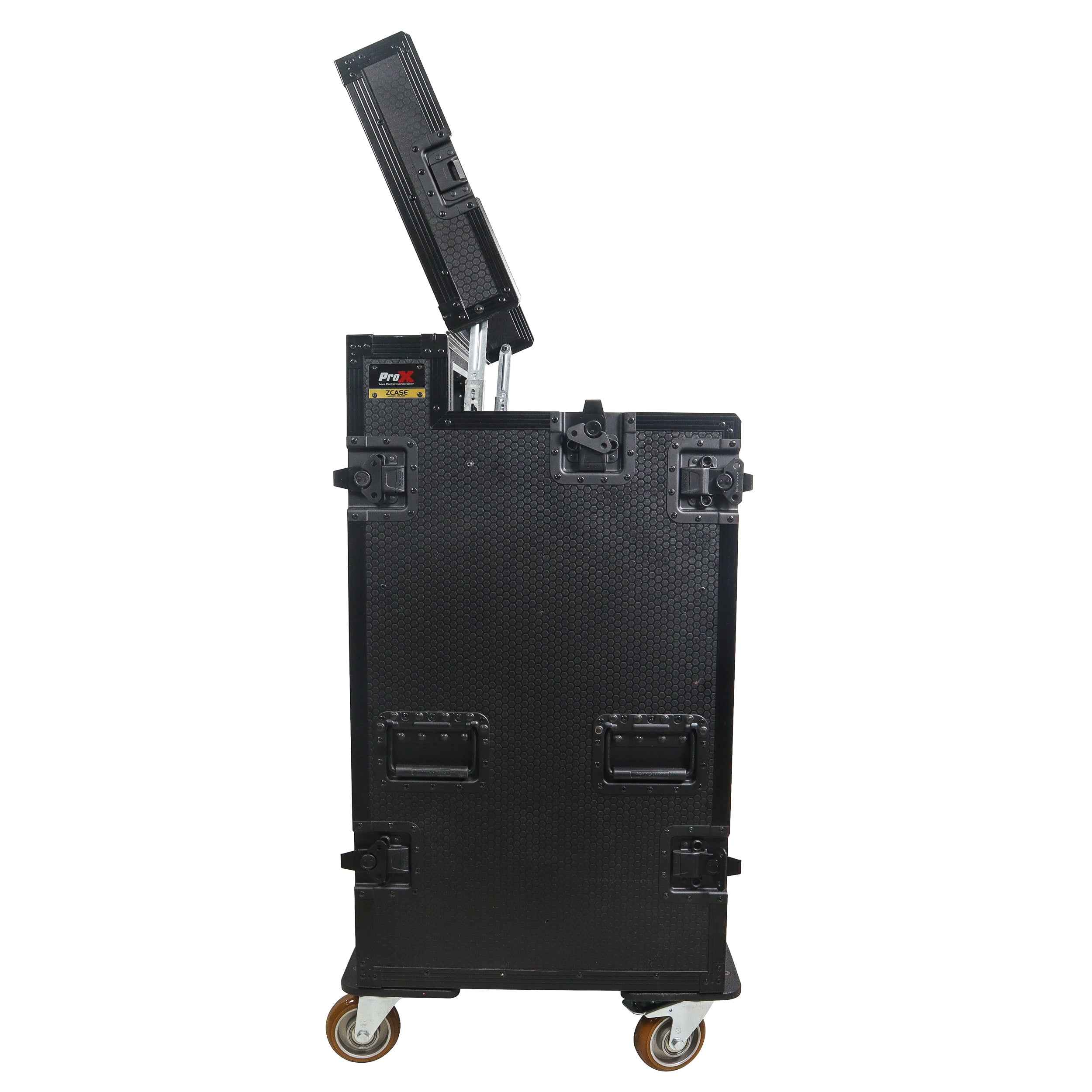 Mobile AV Broadcasting Streaming Recording Studio Workstation Case with 4U Top 12U Bottom Black Finish