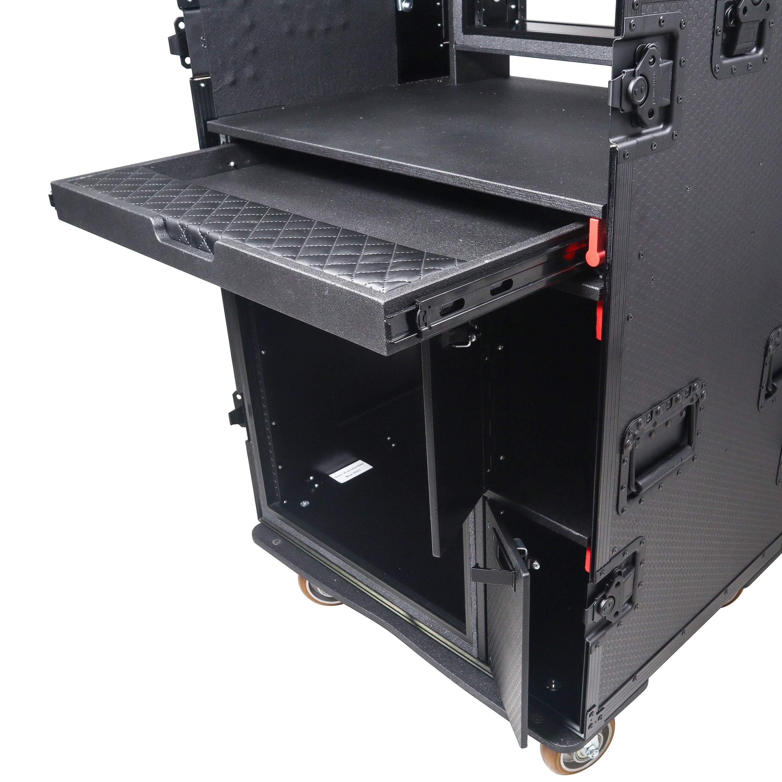 Mobile AV Broadcasting Streaming Recording Studio Workstation Case with 4U Top 12U Bottom Black Finish