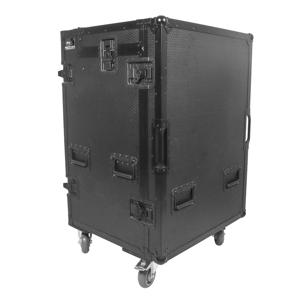 Mobile AV Broadcasting Streaming Recording Studio Workstation Case with 4U Top 12U Bottom Black Finish