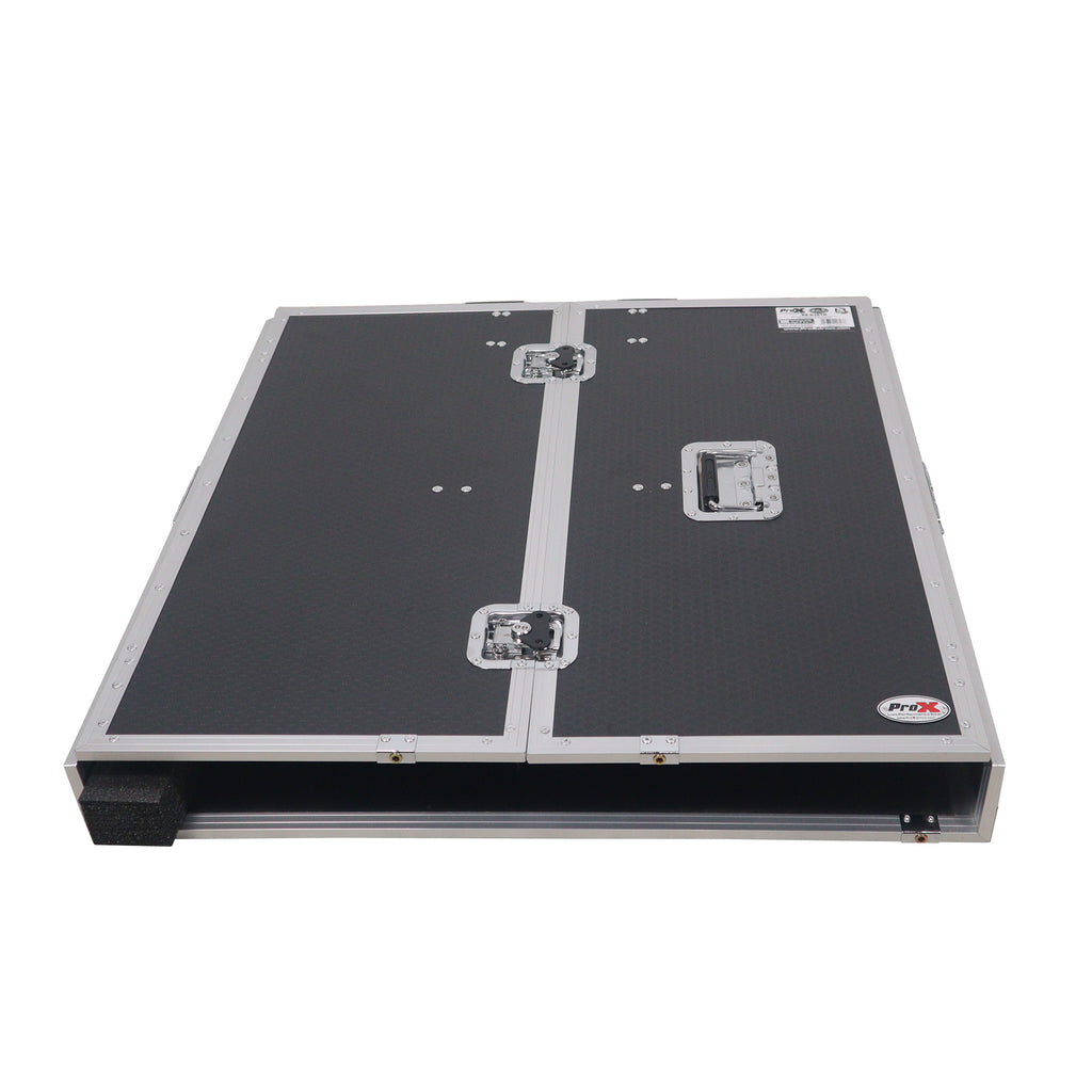 Transformer Flight Case Style Folding DJ Table and Workstation with Smooth Rolling Wheels