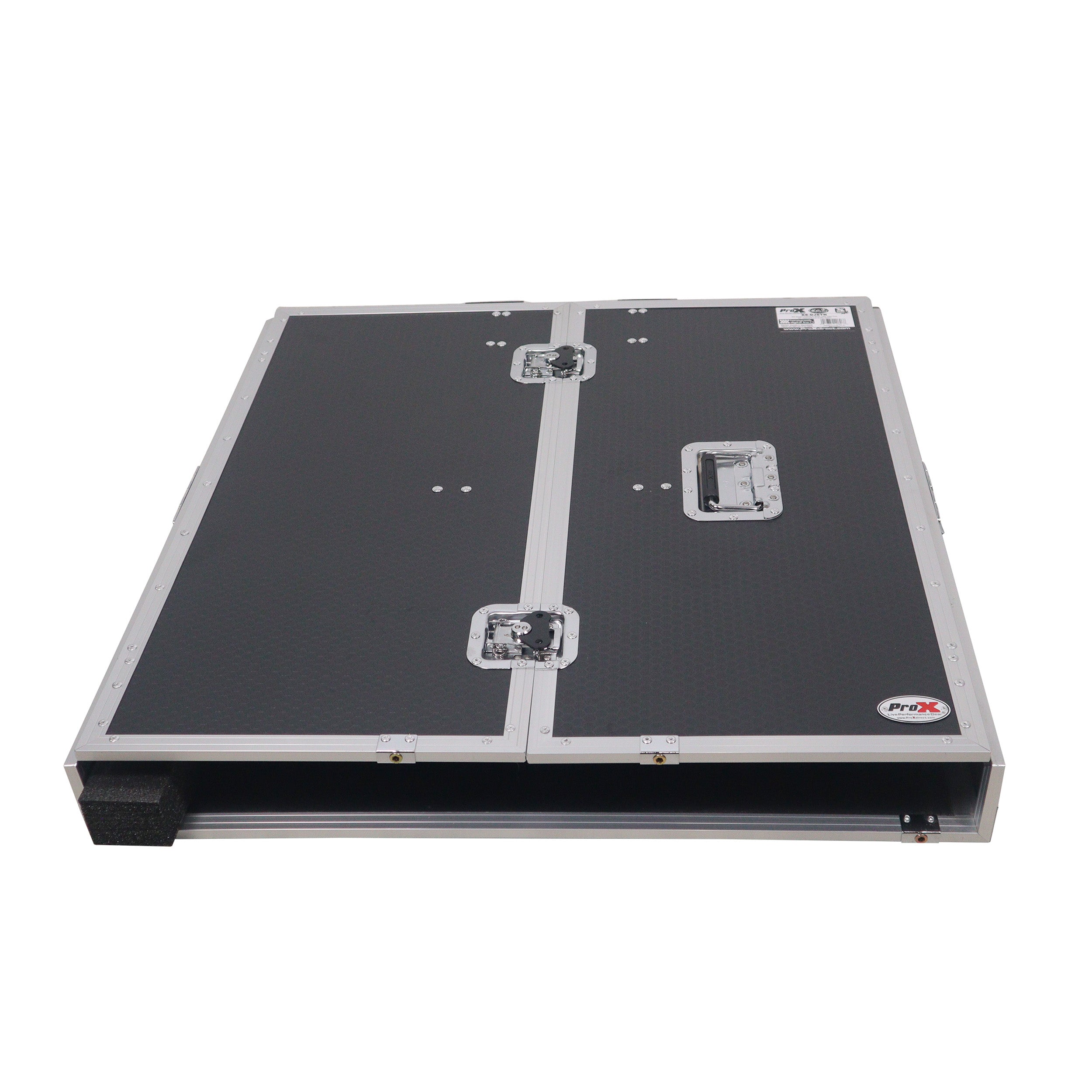 Transformer Flight Case Style Folding DJ Table and Workstation with Smooth Rolling Wheels