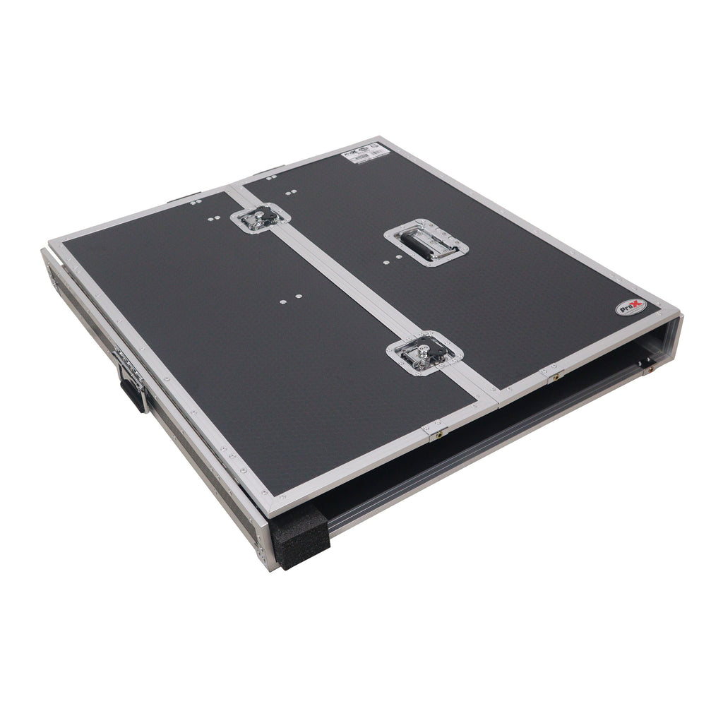 Transformer Flight Case Style Folding DJ Table and Workstation with Smooth Rolling Wheels