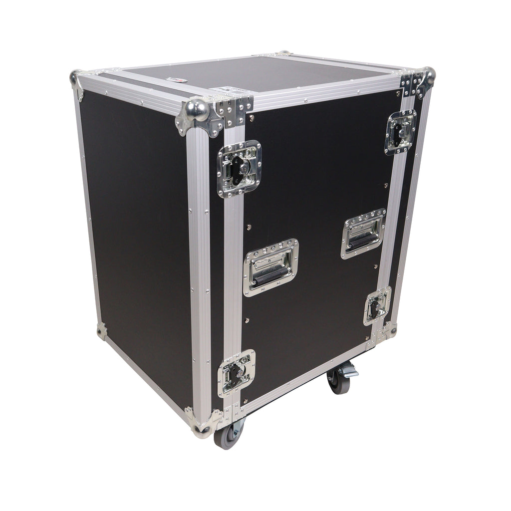 16U Vertical Amp Rack Mount Flight Case with Caster Wheels