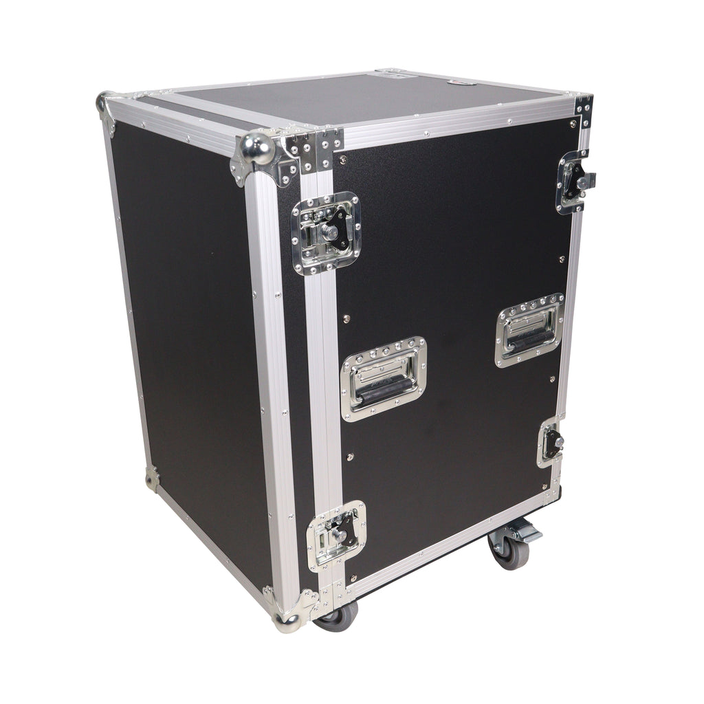16U Vertical Amp Rack Mount Flight Case with Caster Wheels