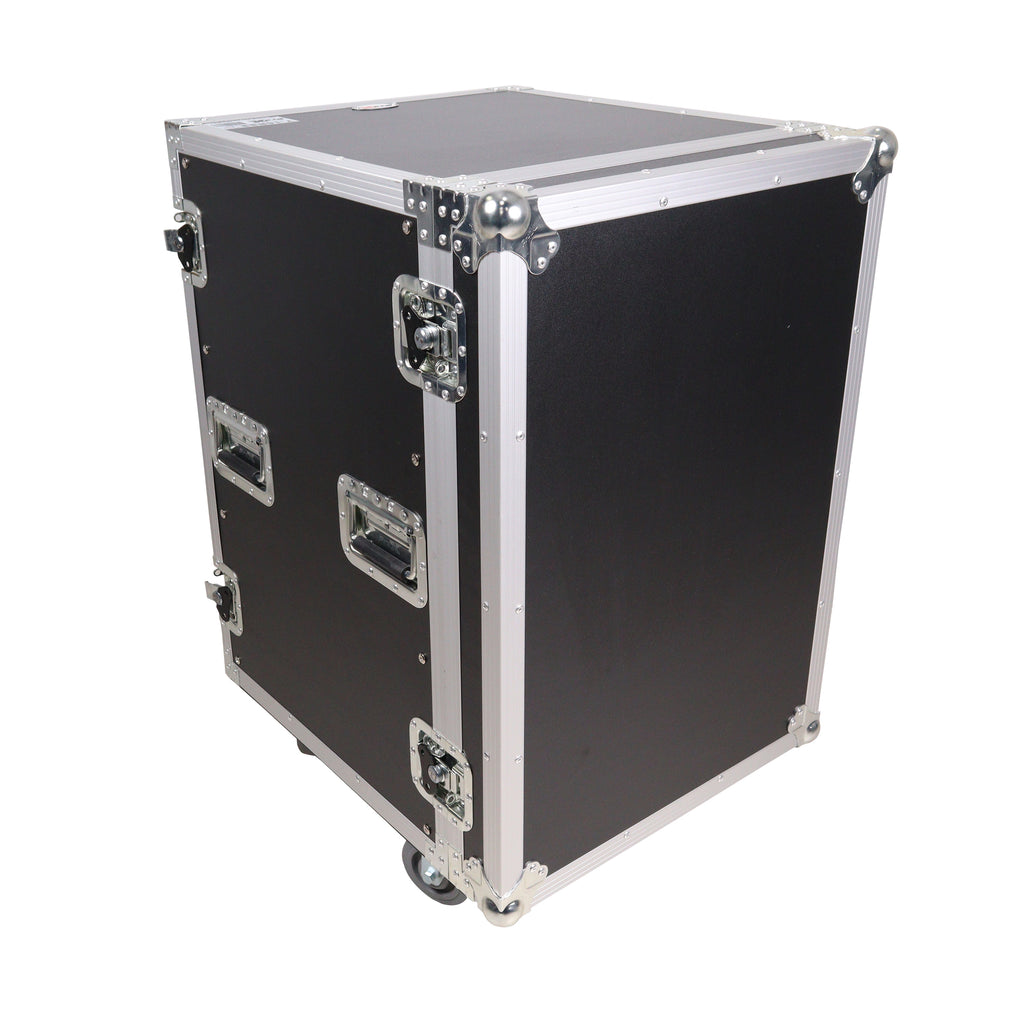 16U Vertical Amp Rack Mount Flight Case with Caster Wheels