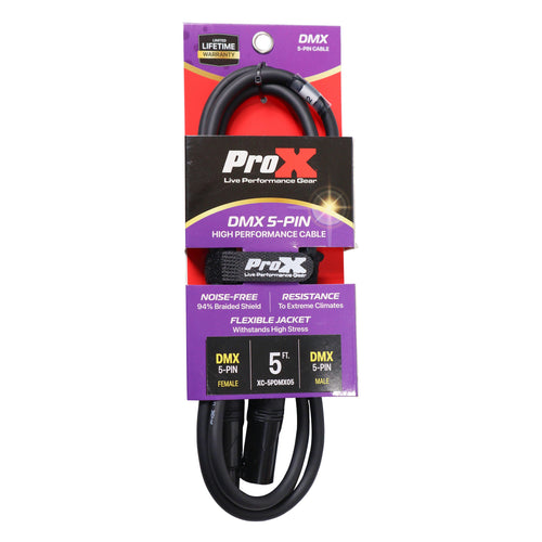10PCS 5 Ft. DMX XLR5-M to XLR5-F High Performance Data Cable