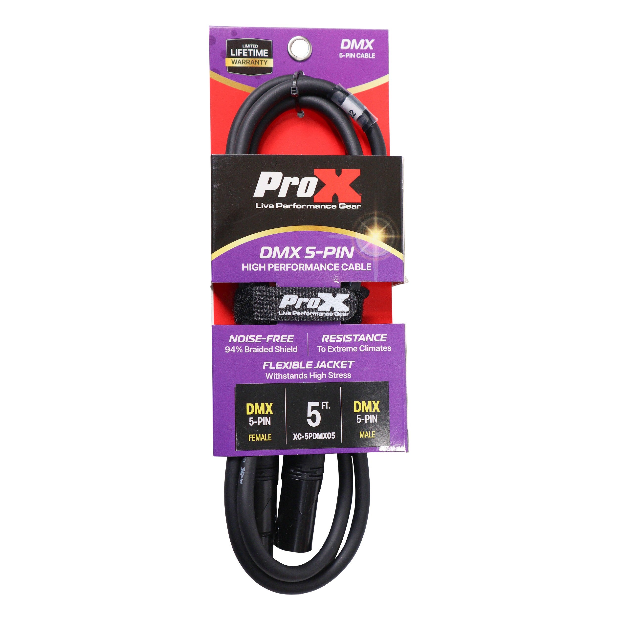 5 Ft. DMX XLR5-M to XLR5-F High Performance Data Cable