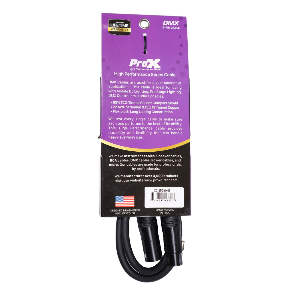 5 Ft. DMX XLR5-M to XLR5-F High Performance Data Cable