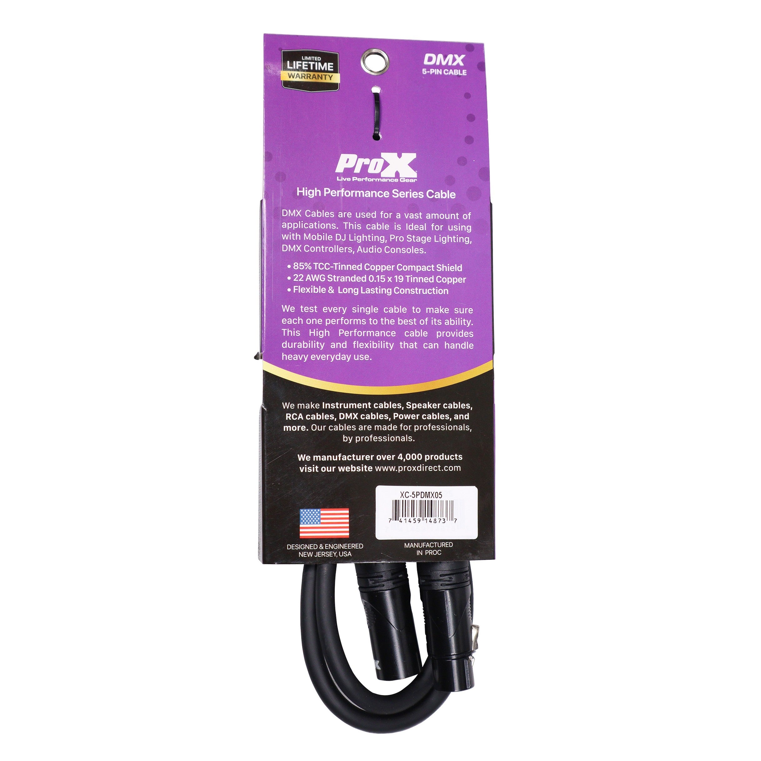 50PCS 5 Ft. DMX XLR5-M to XLR5-F High Performance Data Cable