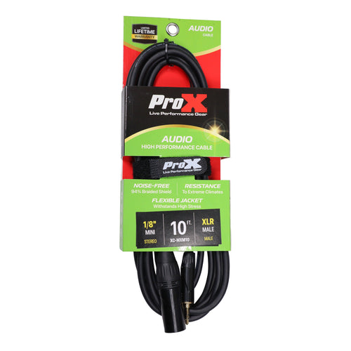 10PCS 10 Ft. Unbalanced 1/8" (3.5mm) TRS-M Mini to XLR3-M High Performance Audio Cable