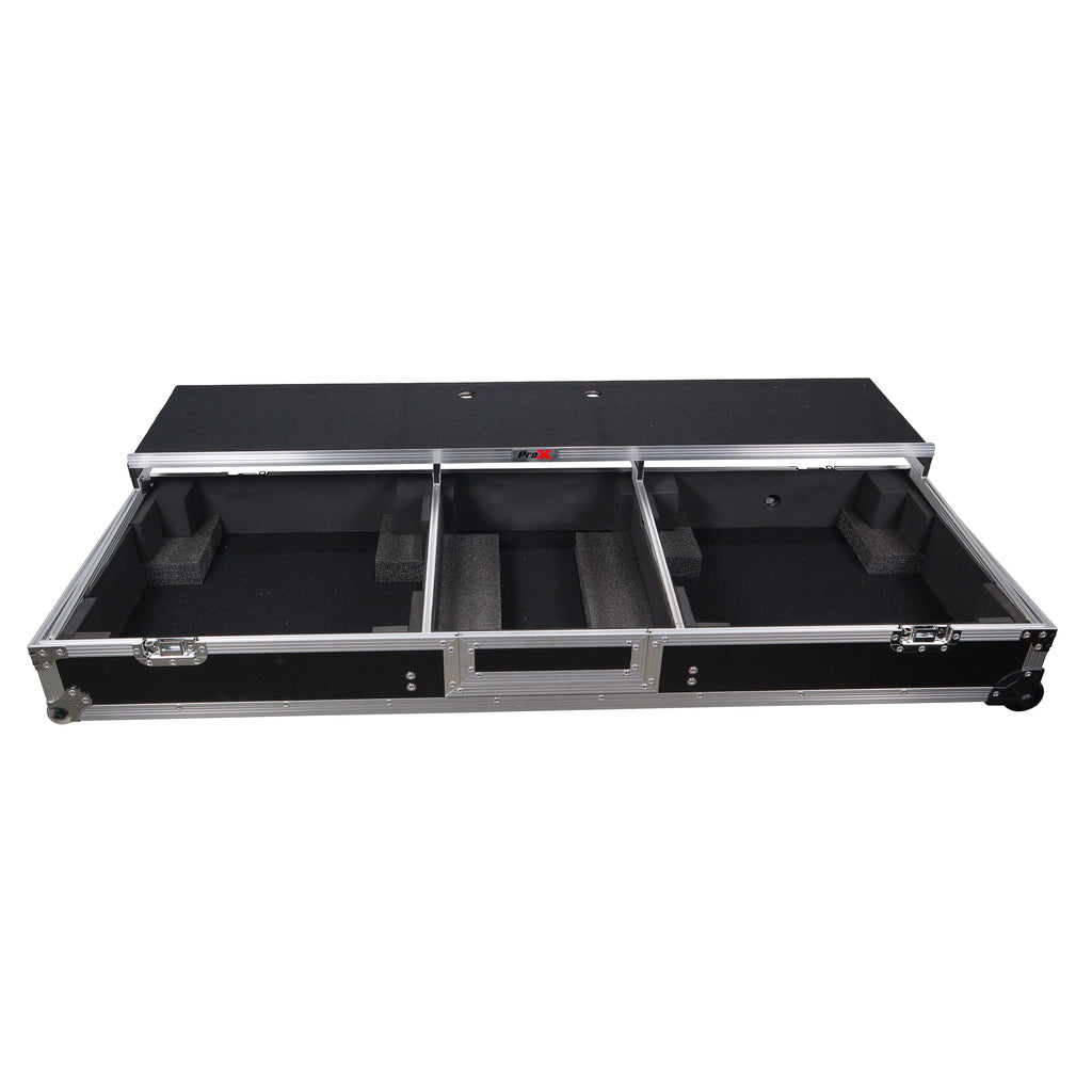 DJ Coffin Flight Case for (2) 1200 Style Turntables 10-inch 12-inch Mixers with Sliding Laptop Shelf and