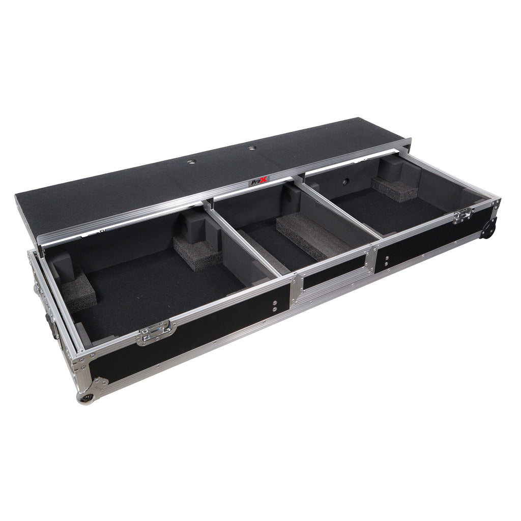 DJ Coffin Flight Case for (2) 1200 Style Turntables 10-inch 12-inch Mixers with Sliding Laptop Shelf and