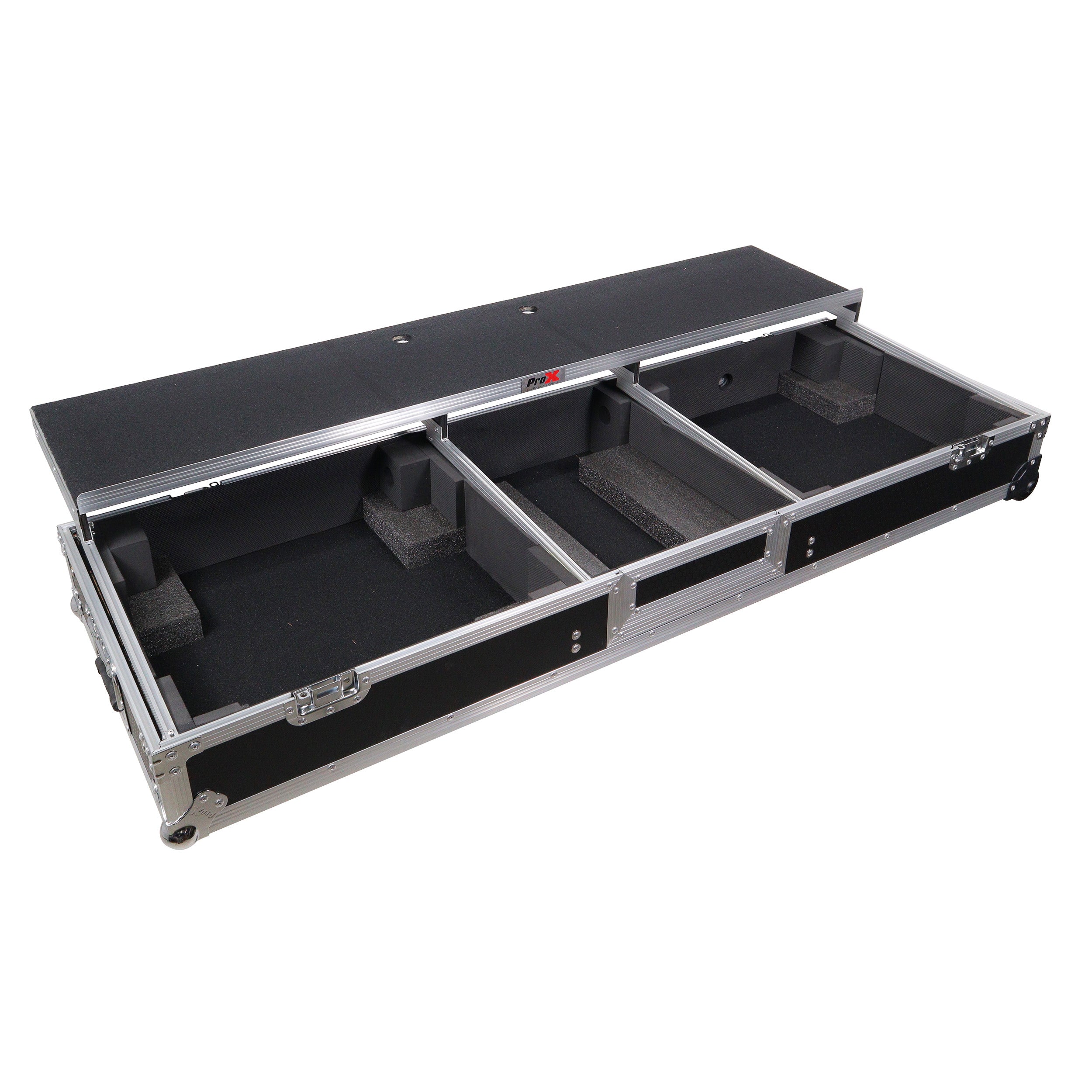 DJ Coffin Flight Case for (2) 1200 Style Turntables 10-inch 12-inch Mixers with Sliding Laptop Shelf and