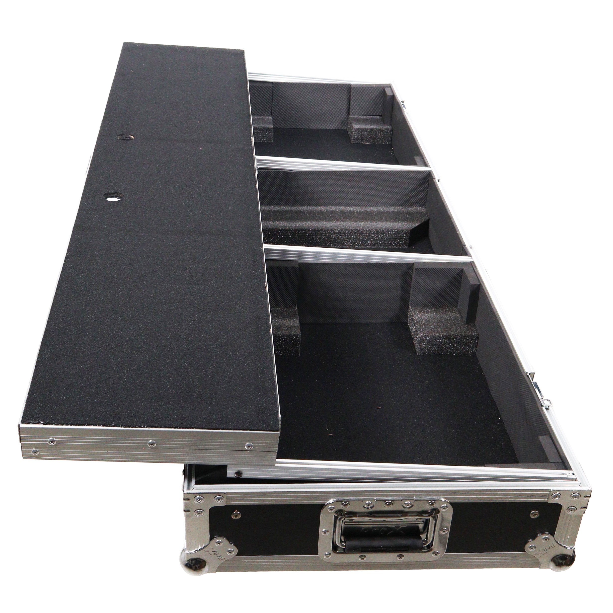 DJ Coffin Flight Case for (2) 1200 Style Turntables 10-inch 12-inch Mixers with Sliding Laptop Shelf and