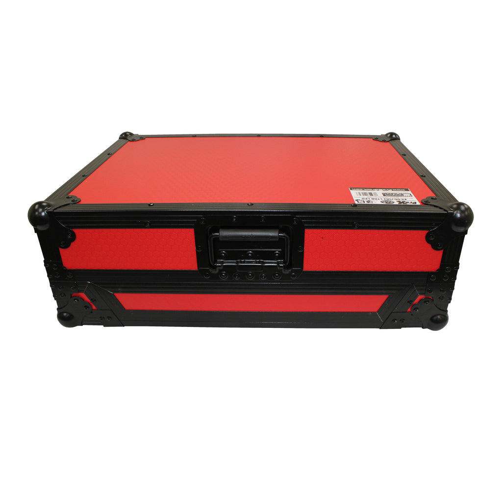 ATA Flight Case For Pioneer DDJ-SR2 DJ Controller with Laptop Shelf and LED  - Black Red