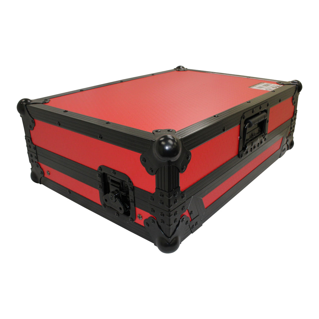 ATA Flight Case For Pioneer DDJ-SR2 DJ Controller with Laptop Shelf and LED  - Black Red