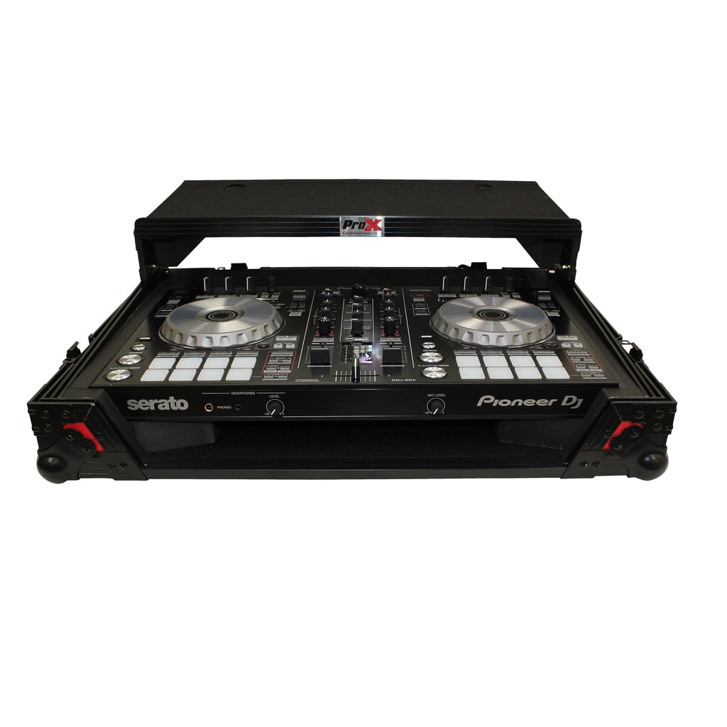 ATA Flight Case For Pioneer DDJ-SR2 DJ Controller with Laptop Shelf and LED  - Black Red