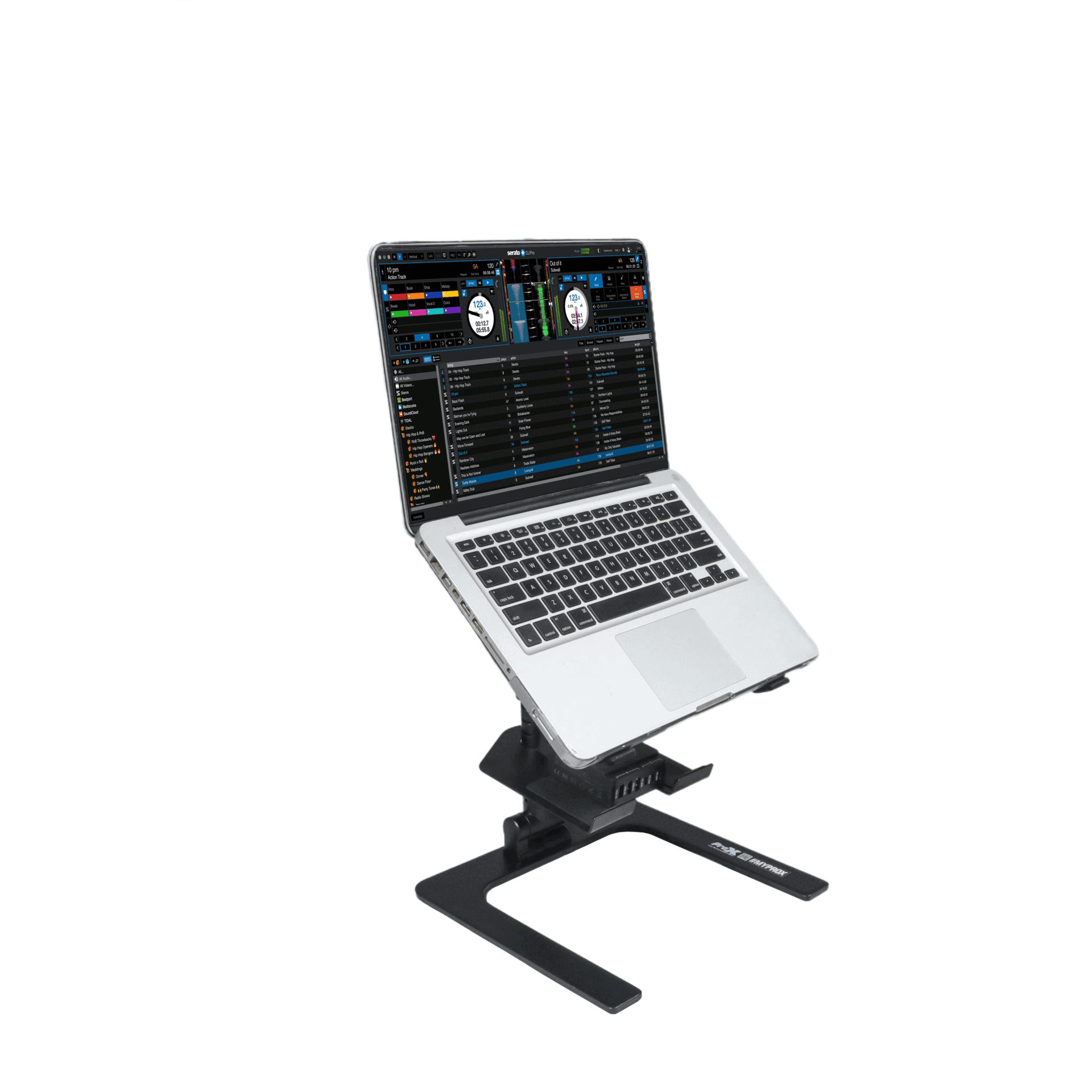 IBIS Folding DJ Laptop Stand with Adjustable Height Accessory Tray and Carrying Bag in Black