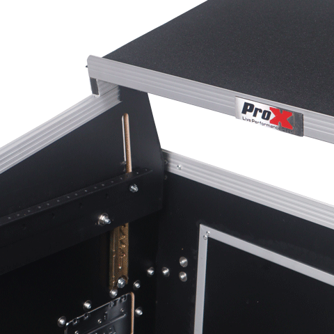 4U Vertical Rack Mount Flight Case with 10U Top for Mixer Combo Amp Rack with Laptop Shelf