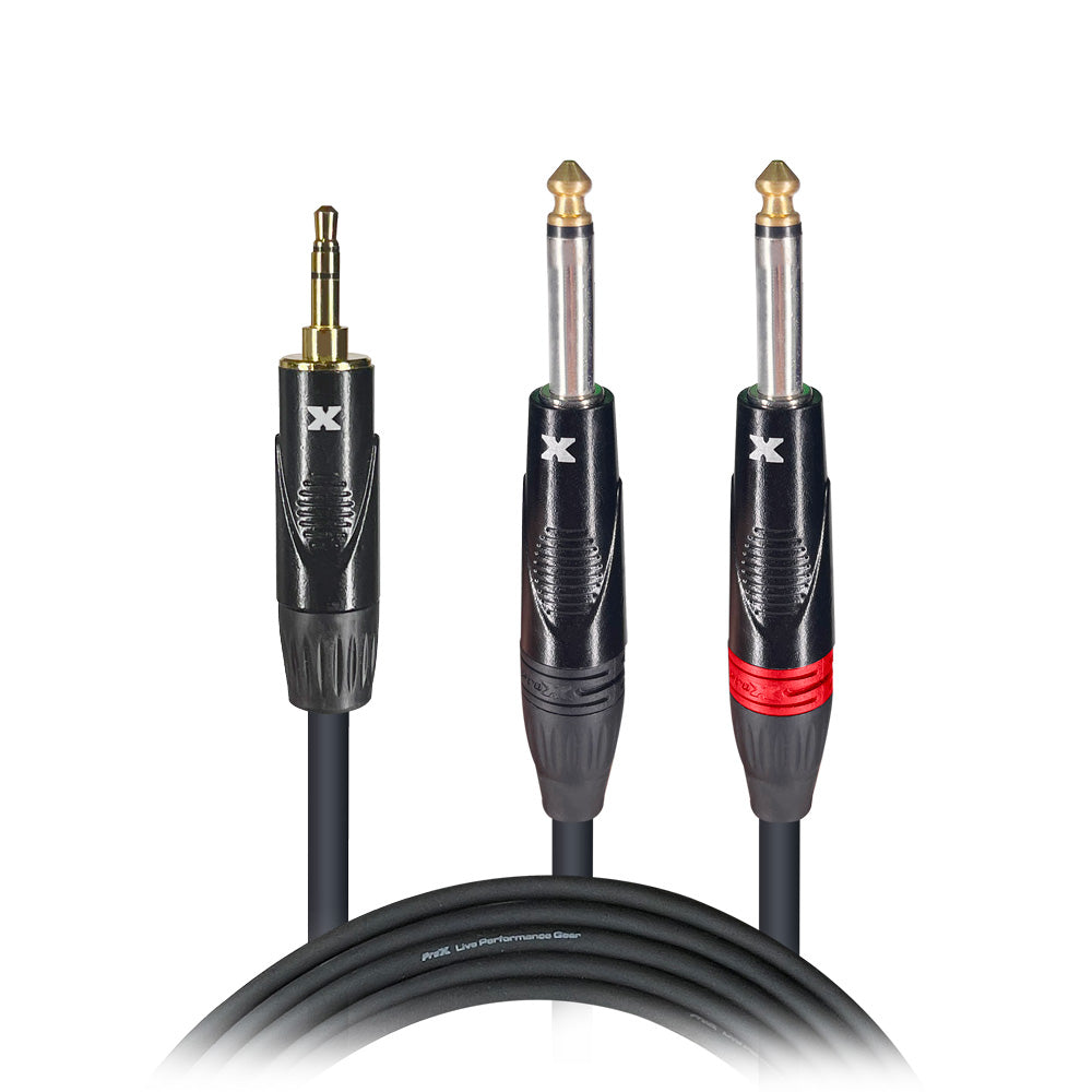 10PCS 5 Ft. Unbalanced 3.5mm. Mini-TRS to Dual TS-M High Performance Audio Y Cable