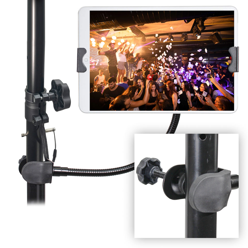 Mobi Buddy Hands Free Tablet Mobile Device Clip Kit DJ Cellphone holder Selfie Stick Table Stand Tripod Clamp and Case