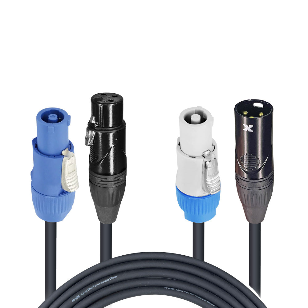 5' Ft Dual 14AWG Powerkon to Dual DMX Combo Link Jumper Cable