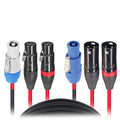 4PCS 75' FT 14AWG Powerkon to Dual XLR Combo Link Jumper Cable