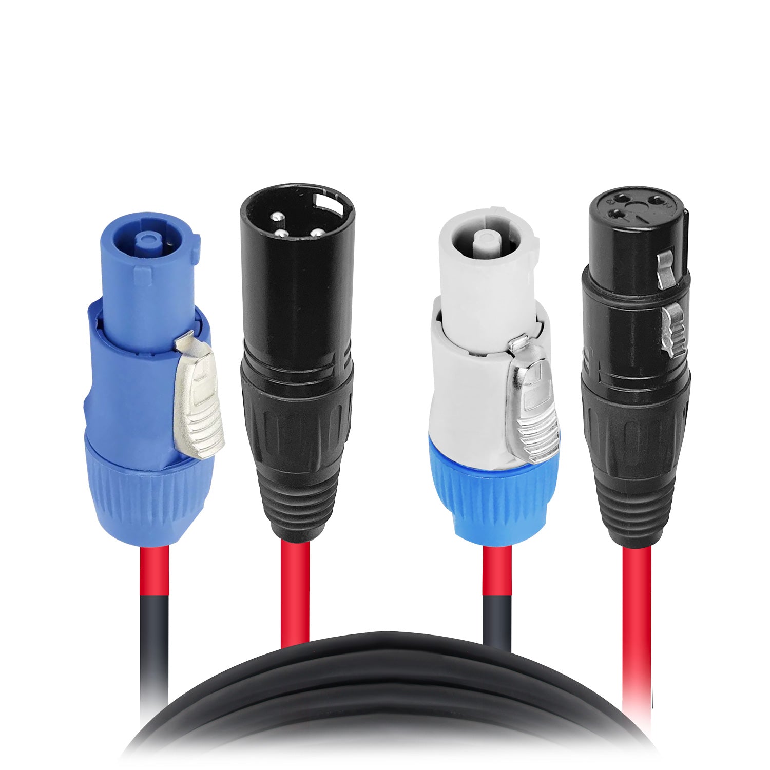 10PCS 10' Ft Dual 14AWG Powerkon to Dual XLR Combo Link Jumper Cable