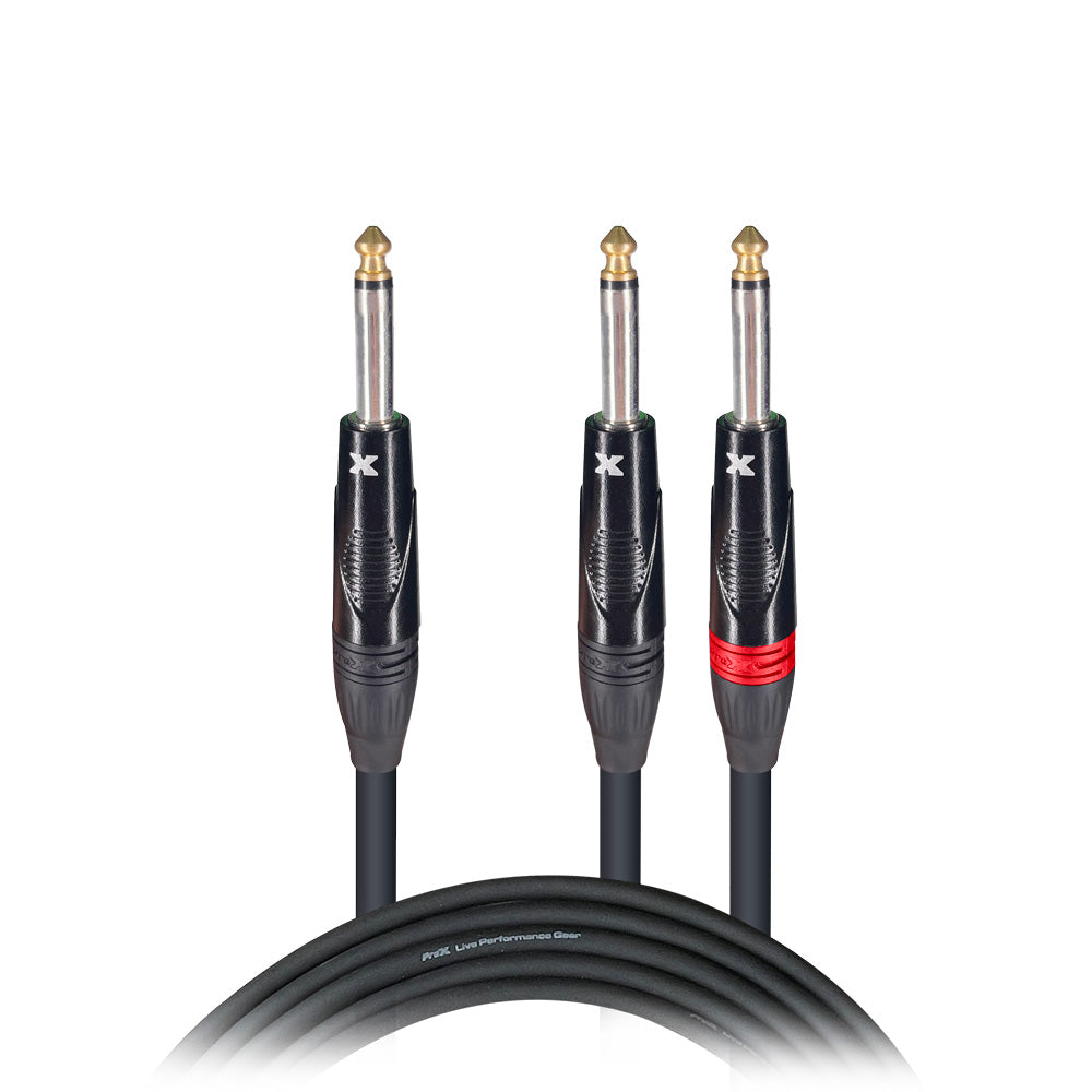 10PCS 5 Ft. 1/4" TS-M to Dual 1/4" TS-M High Performance Audio Cable