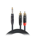 50PCS 10 Ft. Unbalanced 1/4" TS-M to Dual RCA-M High Performance Audio Y Cable
