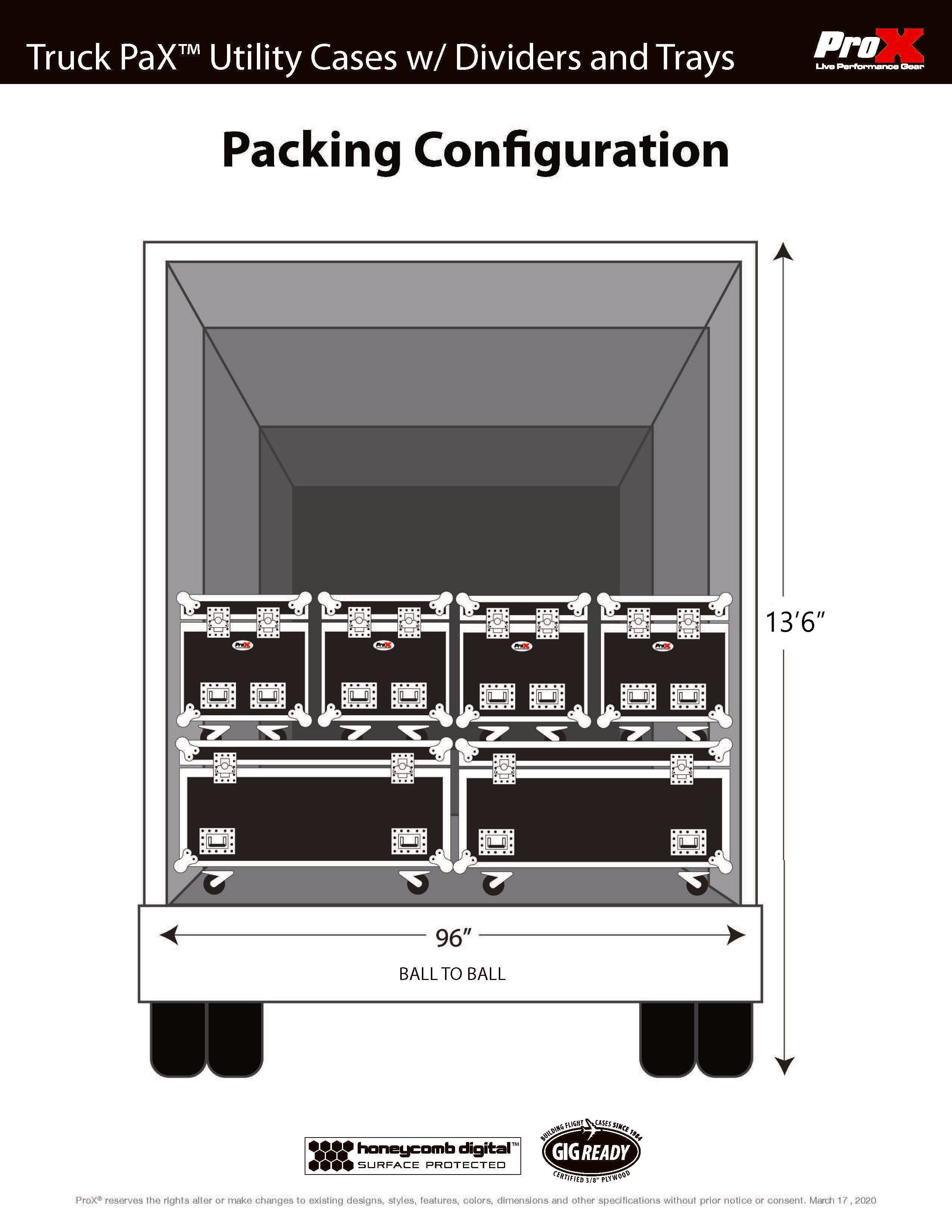 TruckPax Utility ATA Flight Case Truck Storage Road Case with Dividers Tray and 4" in casters – 48"x30"x36" Ext
