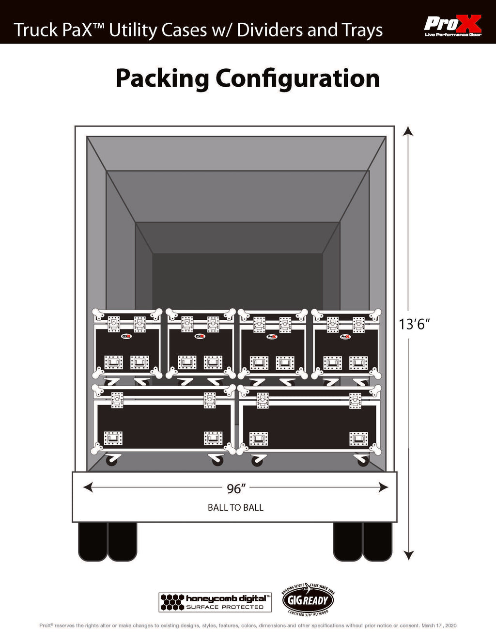 TruckPax Utility ATA Flight Case Truck Storage Road Case with Dividers Tray and 4" in casters – 24"x30"x36" Ext