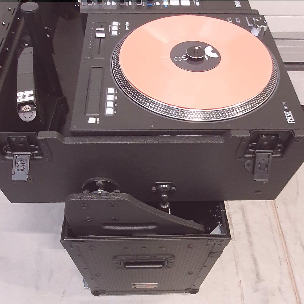 Flip-Ready Easy Retracting Hydraulic Lift Case for RANE Twelve Seventy and Seventy Two MKII Series , with Two Laptop Arms