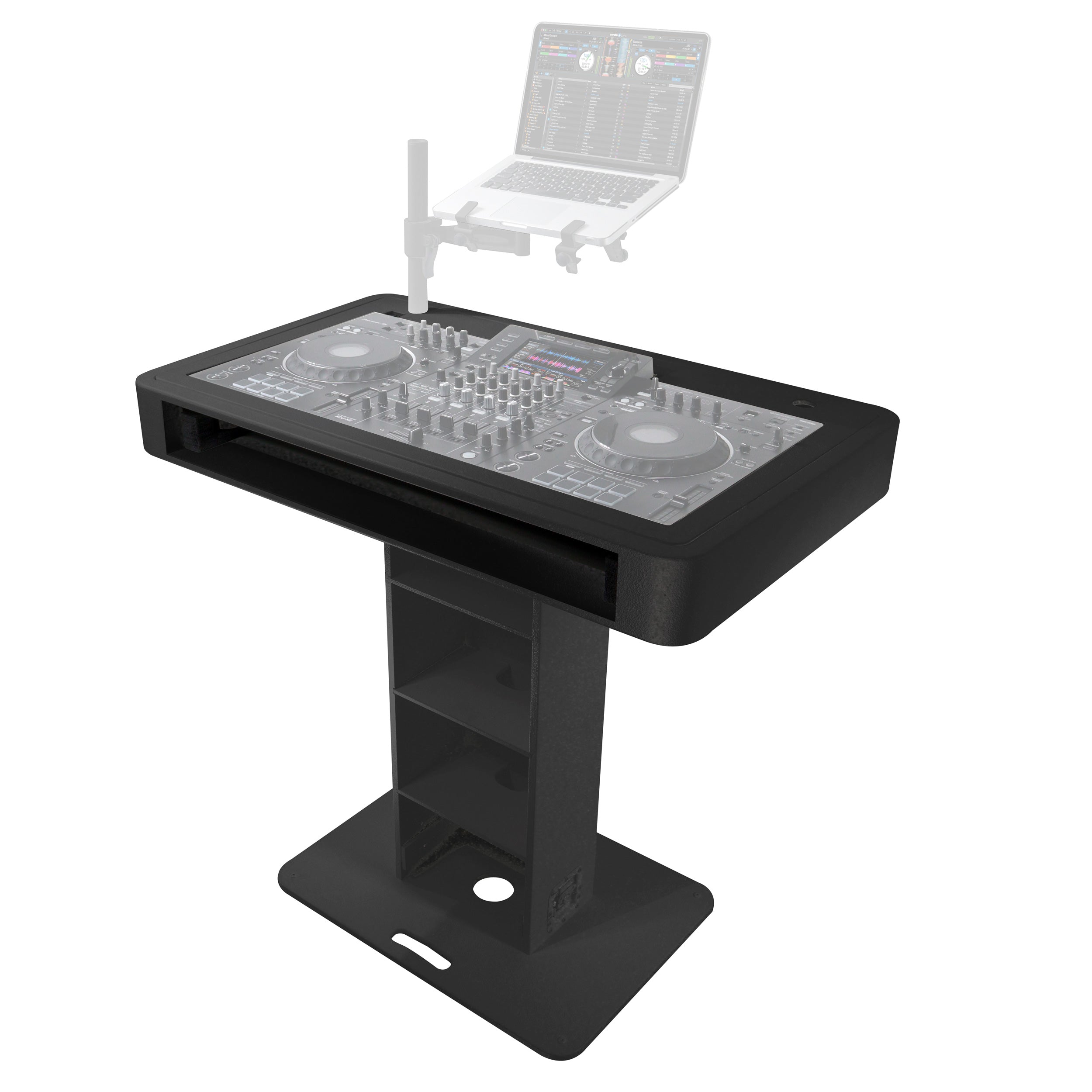 Control Tower DJ Podium with Road Cases for Pioneer DDJ-REV7 DDJ-FLX10 XDJ-XZ  RANE Four - Black Finish
