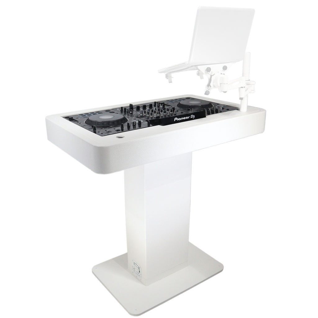 Control Tower DJ Podium with Road Cases for Pioneer DDJ-REV7 XDJ-XZ FLX10 RANE Four - White Finish