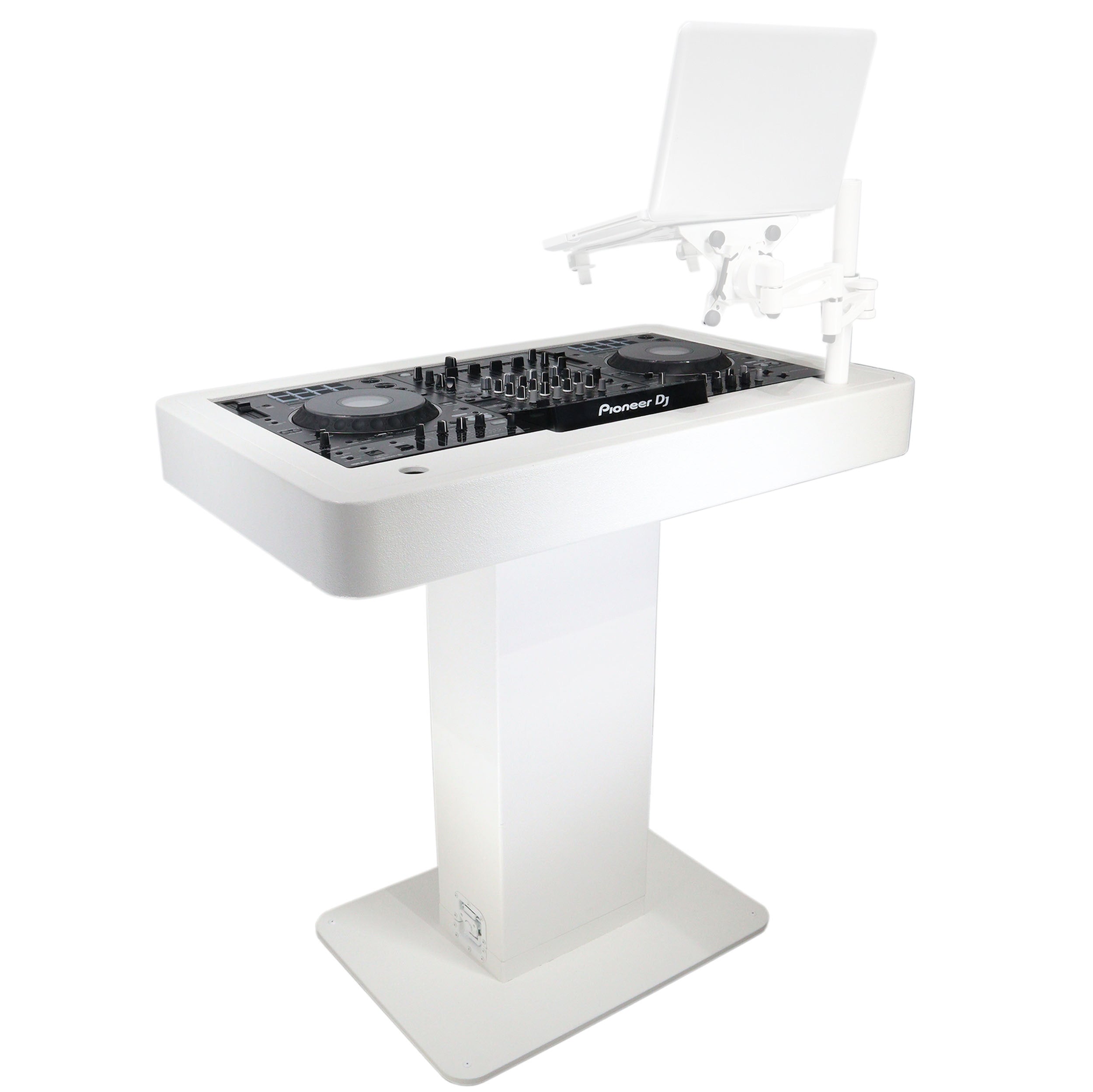 Control Tower DJ Podium with Road Cases for Pioneer DDJ-REV7 XDJ-XZ FLX10 RANE Four - White Finish