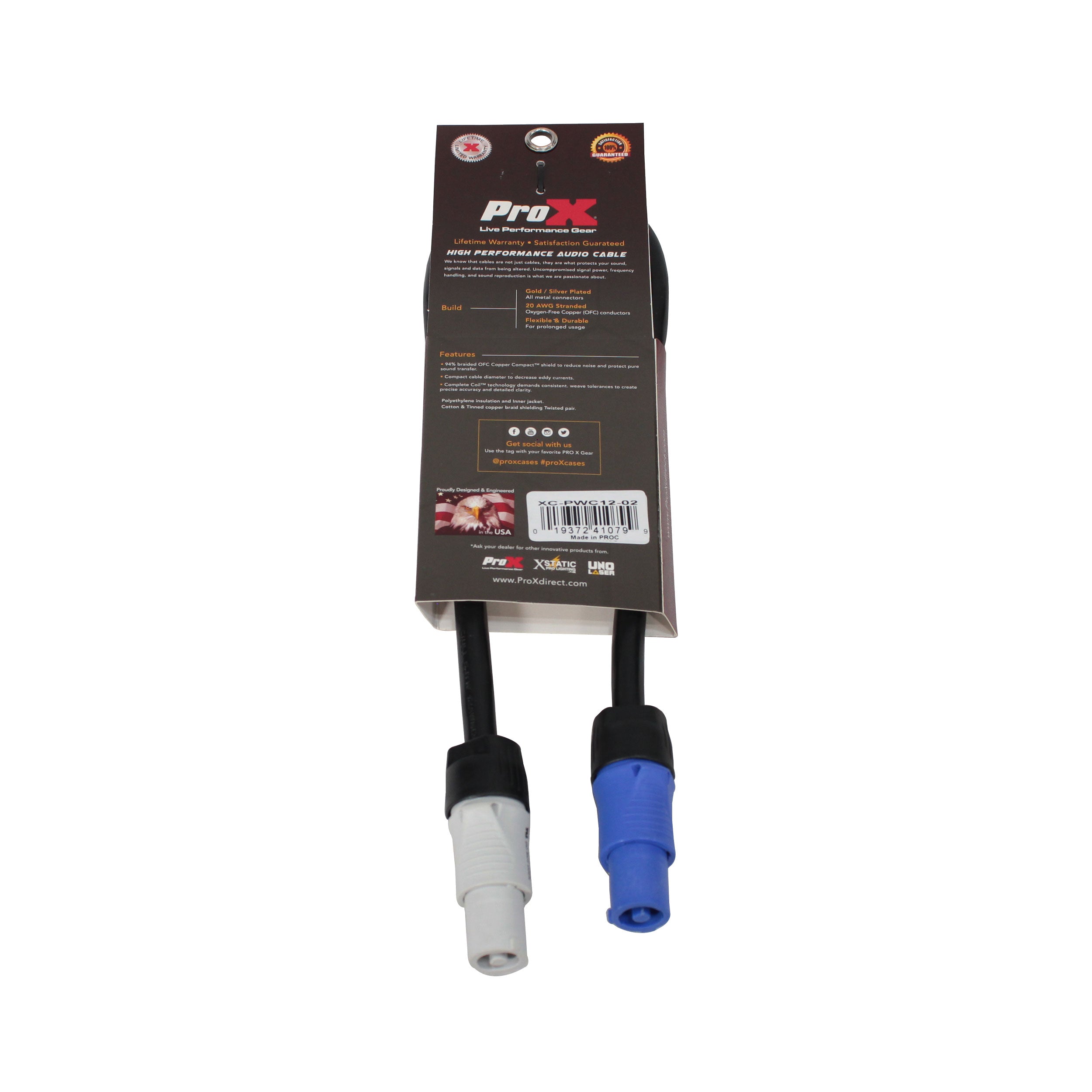 2 Ft. High Performance 12AWG Blue to Gray Link Cable for Power Connection compatible devices