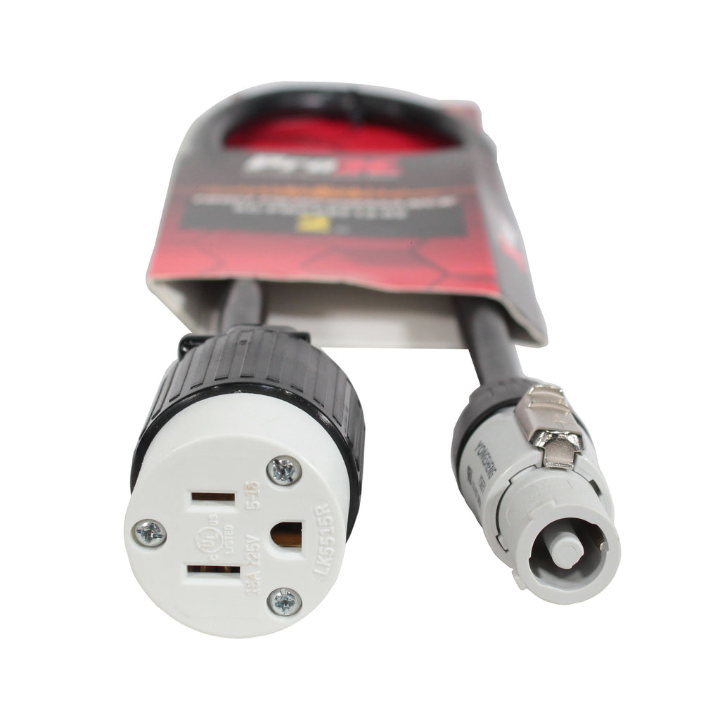 2 Ft. 12AWG Gray to 120 VAC NEMA15R Female Edison Power for Power Connection compatible devices