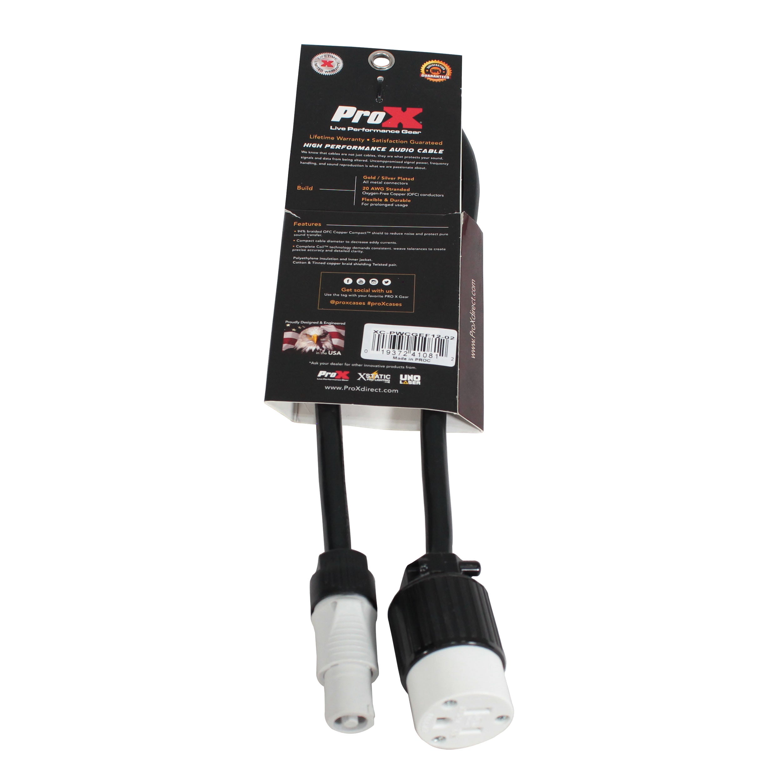 2 Ft. 12AWG Gray to 120 VAC NEMA15R Female Edison Power for Power Connection compatible devices
