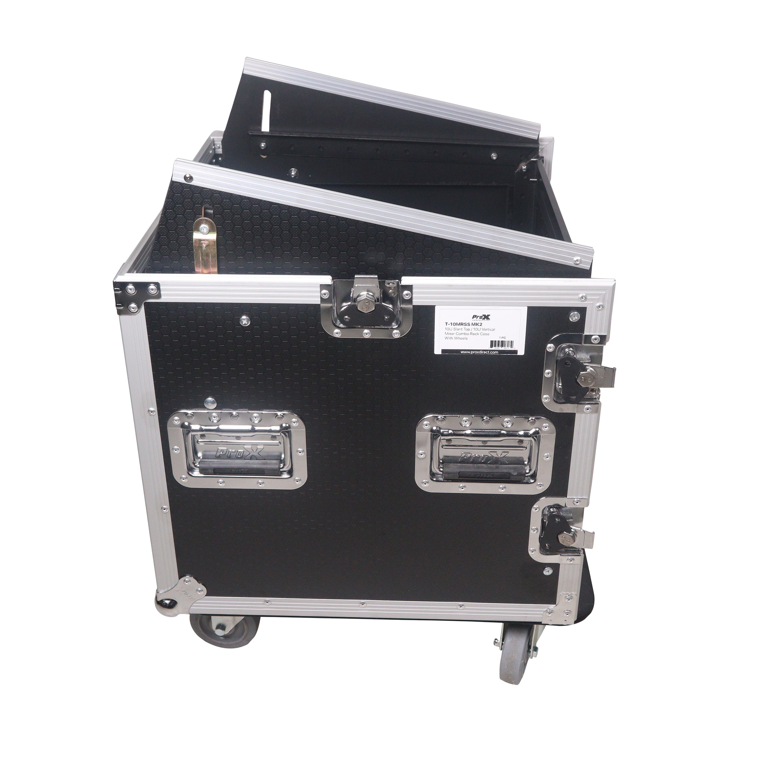 10U Vertical Rack Mount Flight Case with 10U Top for Mixer Combo Amp Rack with Caster Wheels