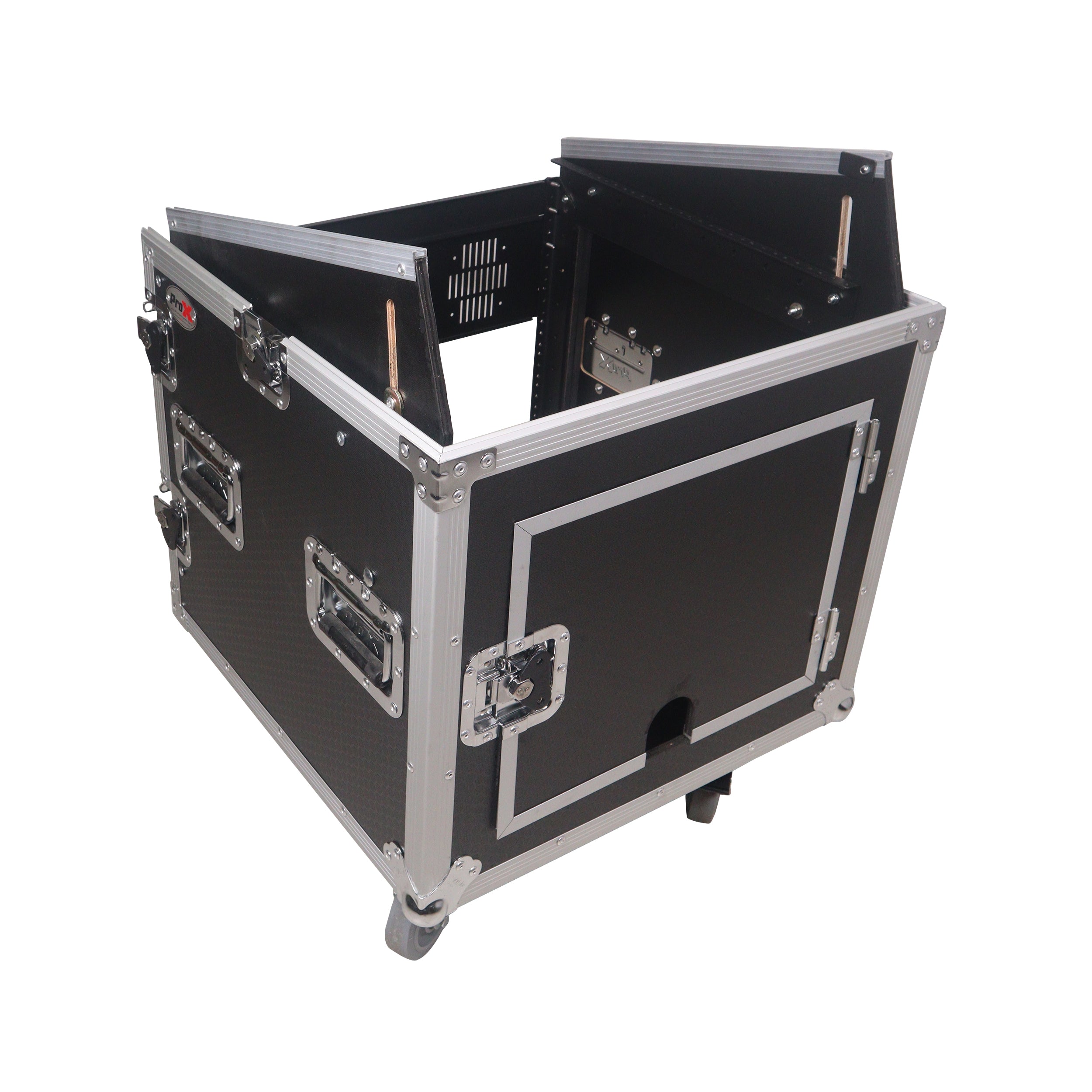 10U Vertical Rack Mount Flight Case with 10U Top for Mixer Combo Amp Rack with Caster Wheels