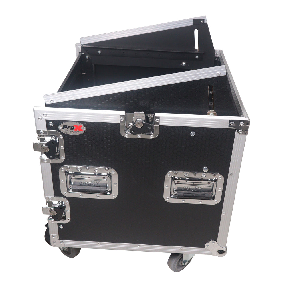 10U Vertical Rack Mount Flight Case with 10U Top for Mixer Combo Amp Rack with Caster Wheels