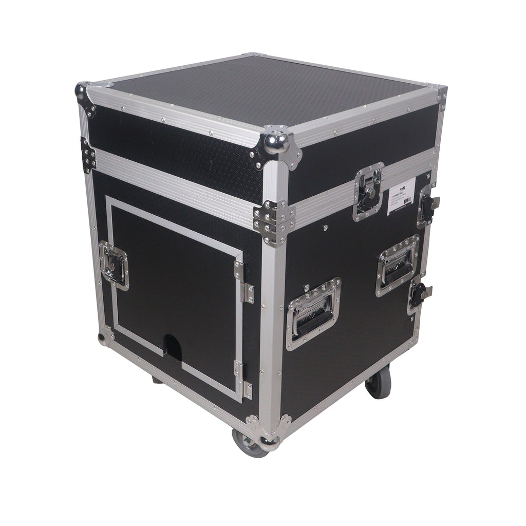 10U Vertical Rack Mount Flight Case with 10U Top for Mixer Combo Amp Rack with Caster Wheels