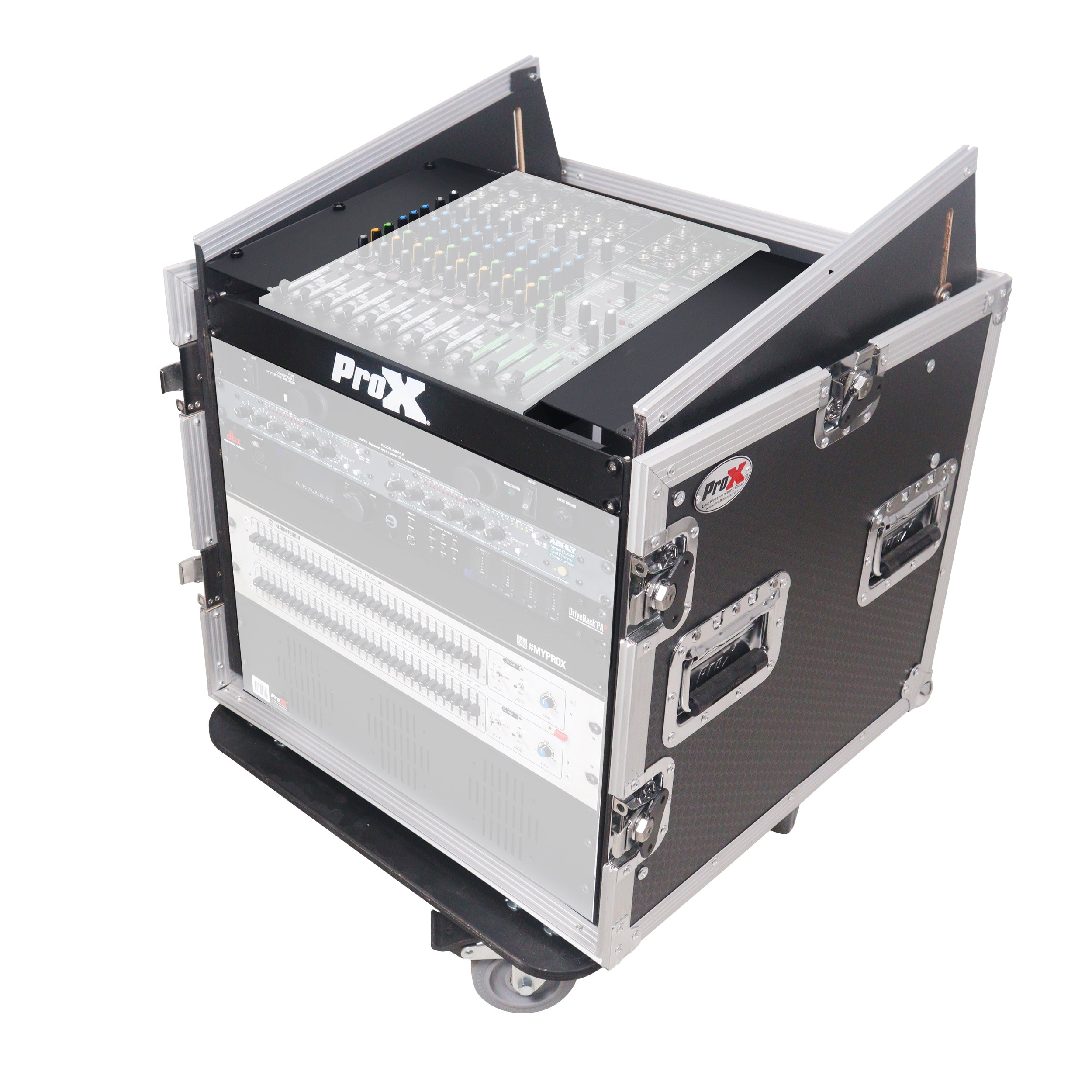 10U Vertical Rack Mount Flight Case with 10U Top for Mixer Combo Amp Rack with Caster Wheels